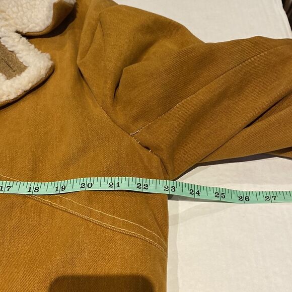 Vintage shearing lined men’s wood button jacket size M/L - Picture 7 of 12